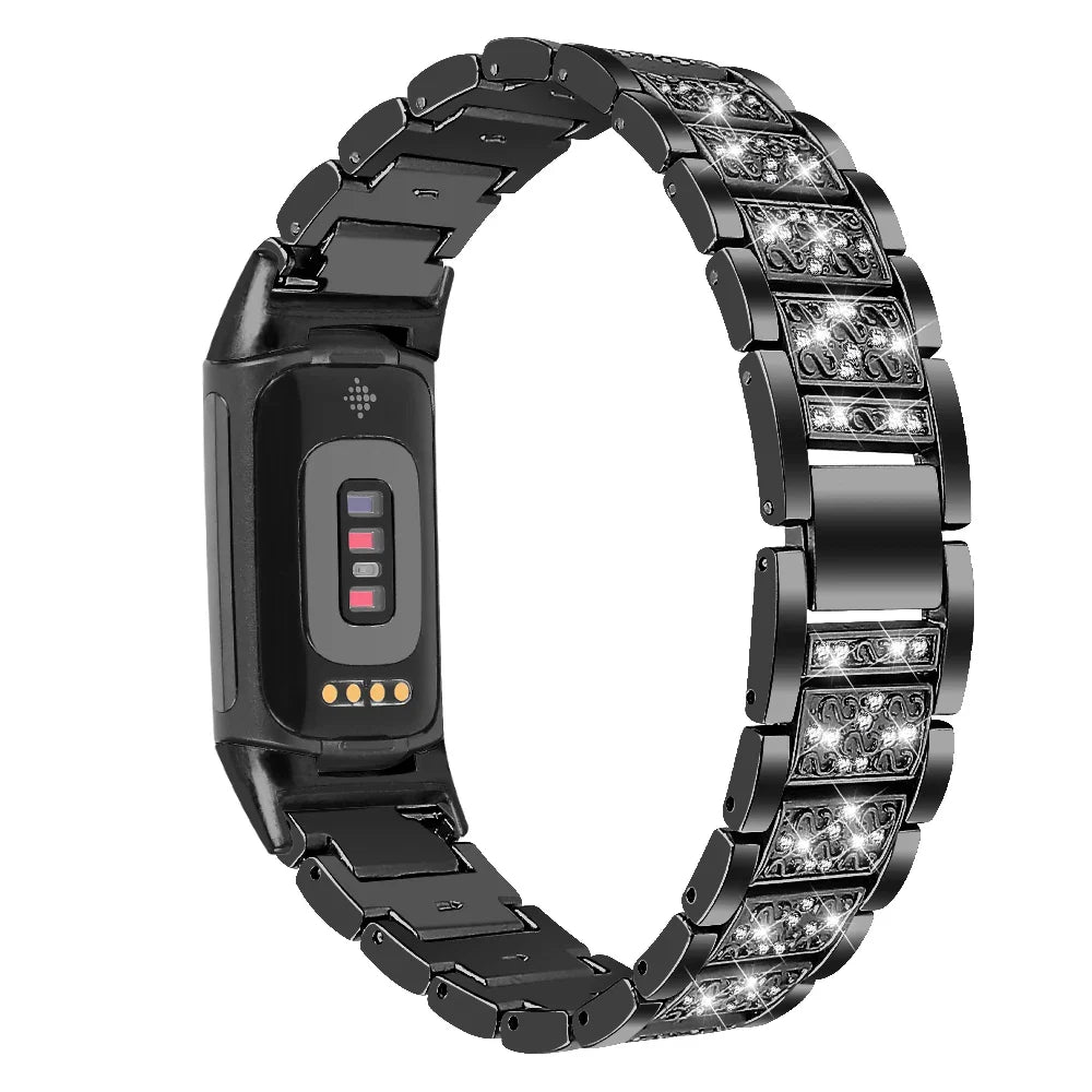 Fitbit Charge 6, 5, 4, 3 Metallband Luxus Strass-Armband