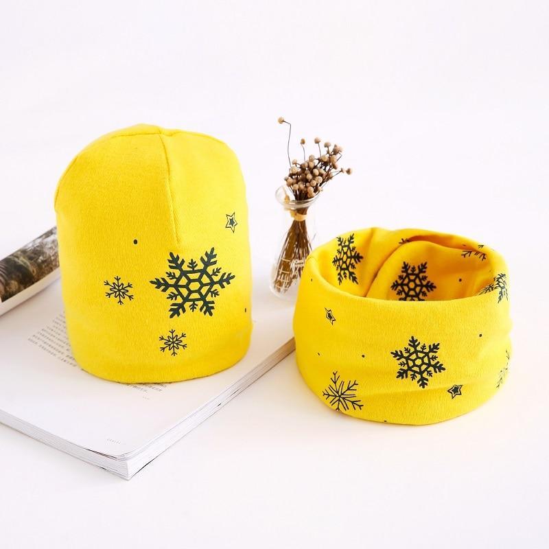 Star Print Cotton Hat And Scarf  Baby Beanie Kids Caps Children's Accessories For Boys and Girls