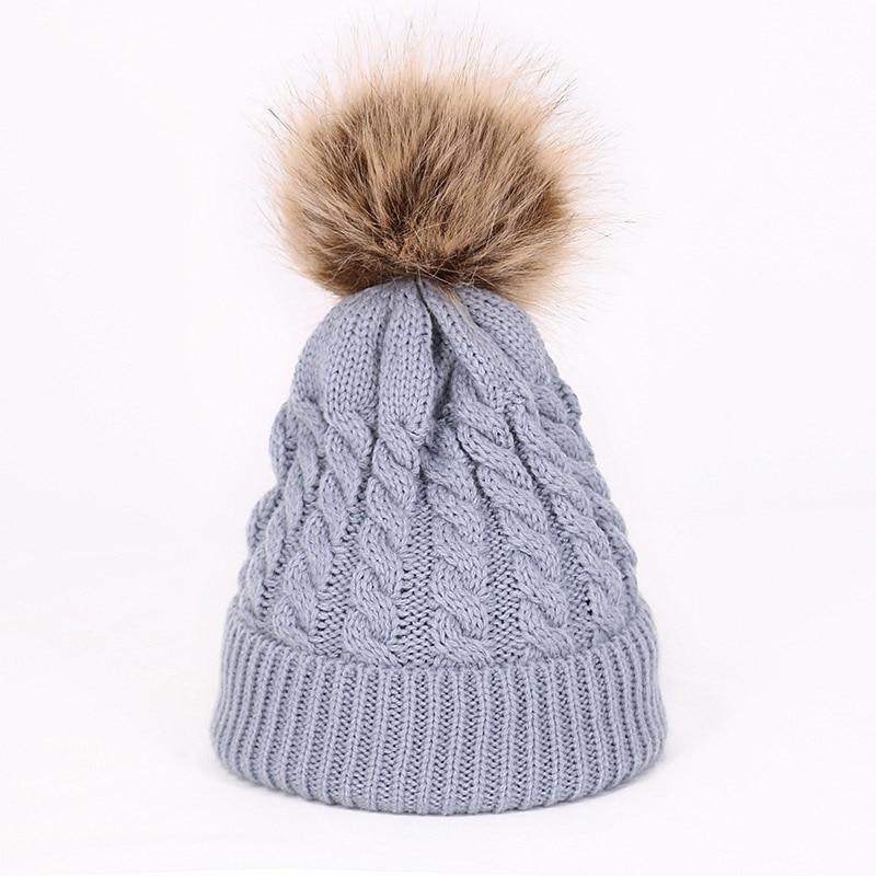 Winter Warm Baby Hat Fur Pompom Knitted Baby Hat Cap Infant Toddler Kids Hat Beanie In Modern Designer Style