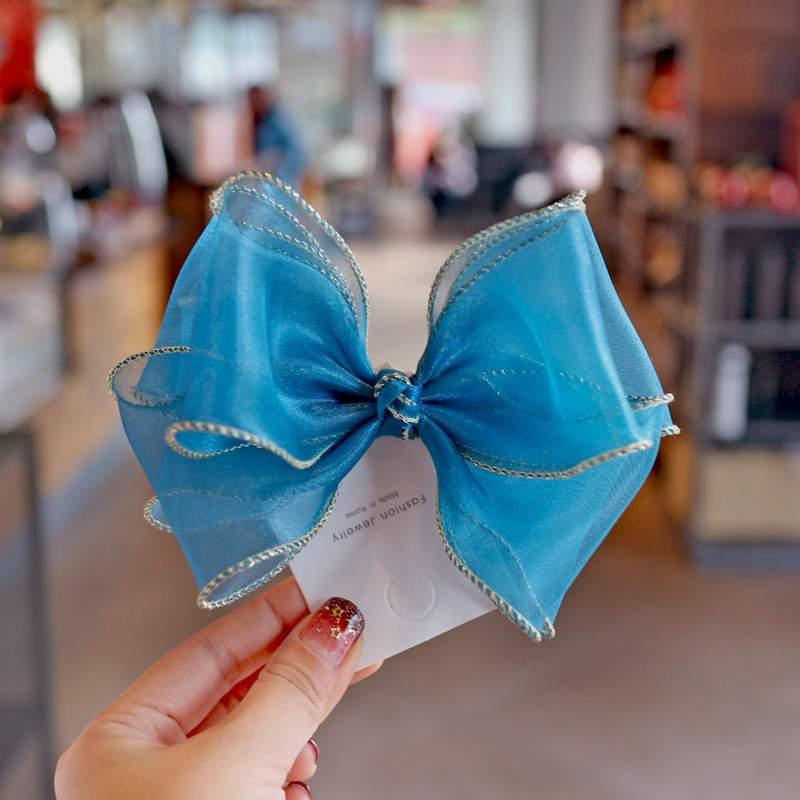 Luxury Modern Pearl Handmade Baby Girls Bowknot Crown Headband Lace Elastic Hair Band Bow For Girls Baby