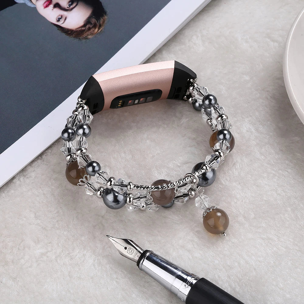Bracelet perlé mode pour Fitbit Charge 6, 5, 4, 3