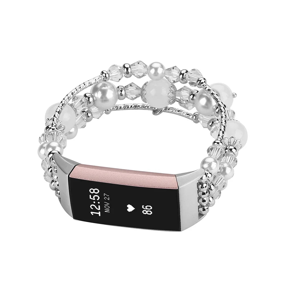 Bracelet perlé mode pour Fitbit Charge 6, 5, 4, 3