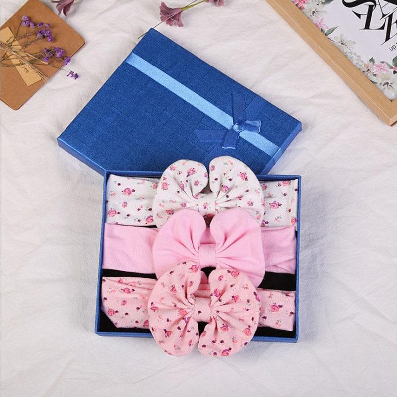 Modern 3PCS Set Floral Bows Baby Headband Dot Bowknot Cotton Hair Band Girls Hair Accessories For Girls