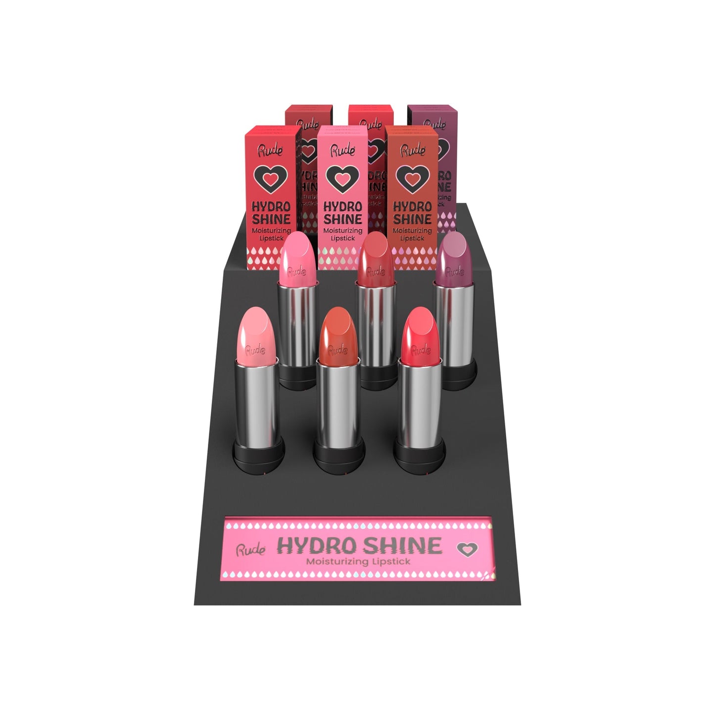 RUDE Hydro Shine Rouge à Lèvres Hydratant (Présentoir de 48 pièces) - Présentoir