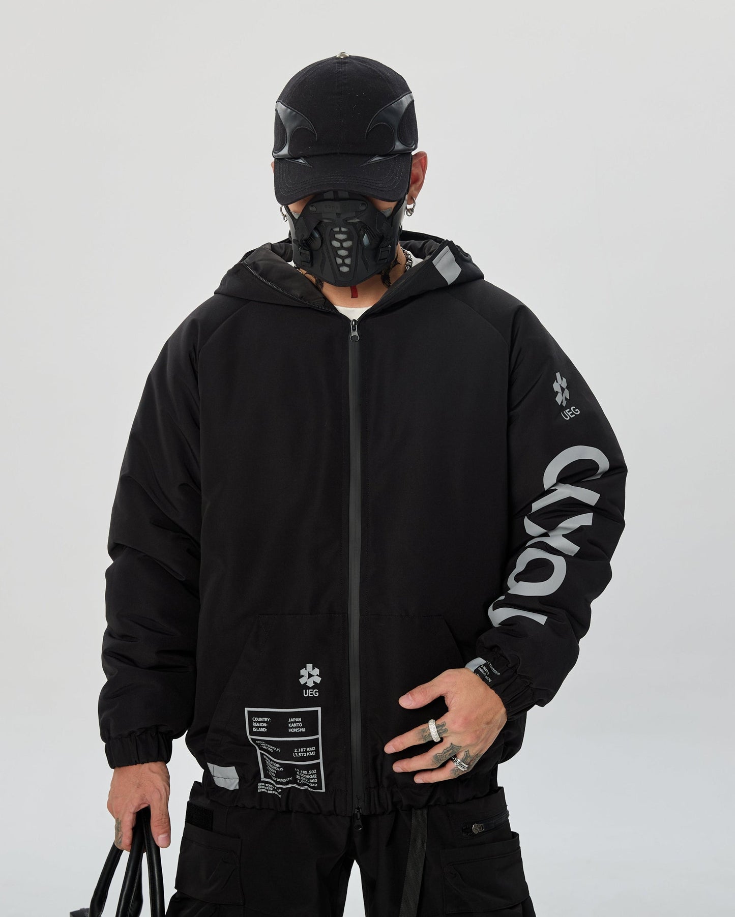 IB433 Doudoune parka noire Tokyo d'hiver