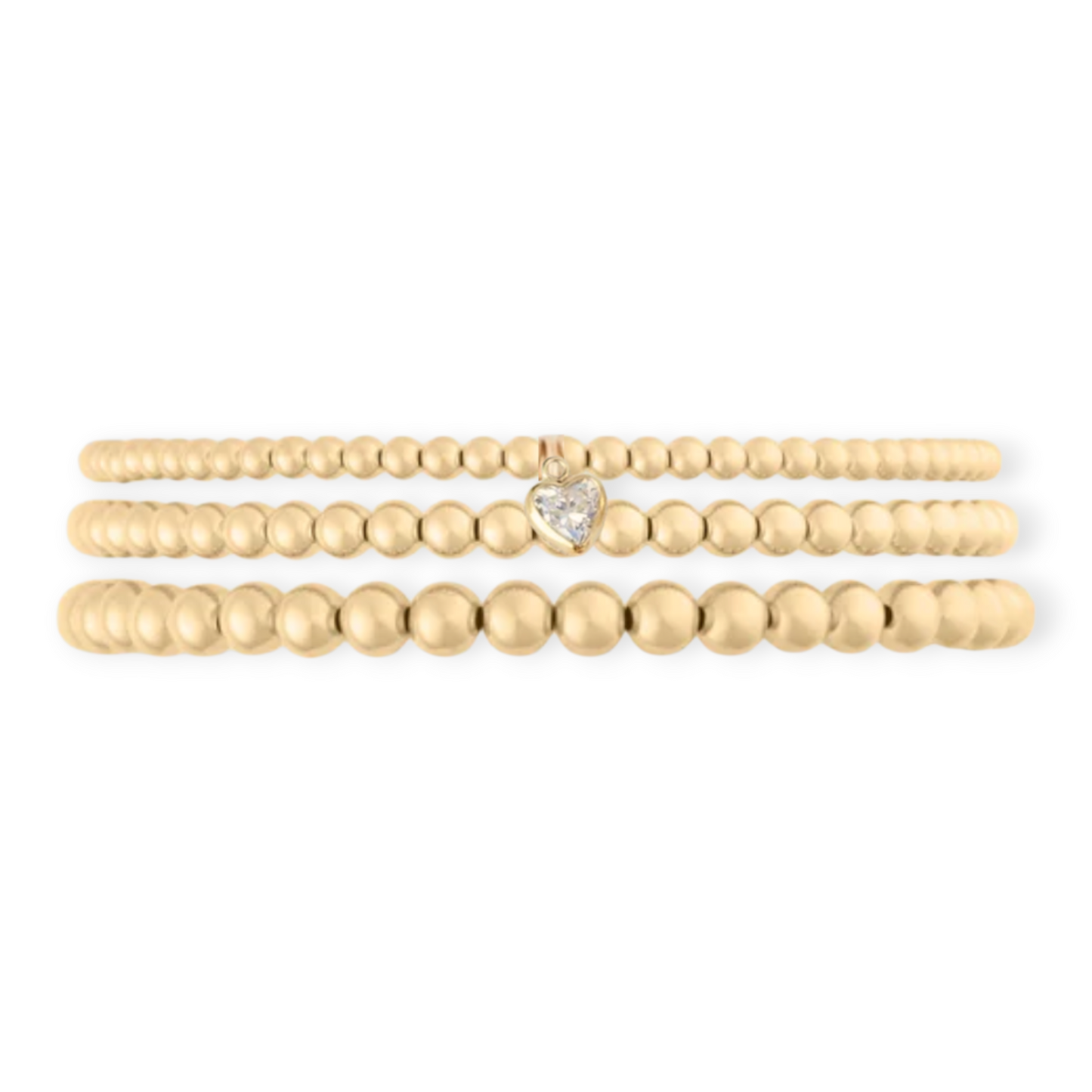 Heart Stone Juno Bracelet Triple Stack (3+4+5mm)