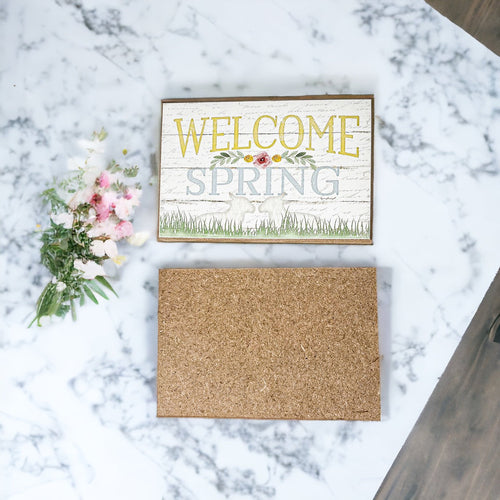 Easter Spring Floral Block Signs Set - Watercolor Bunny and Hippity Hoppity