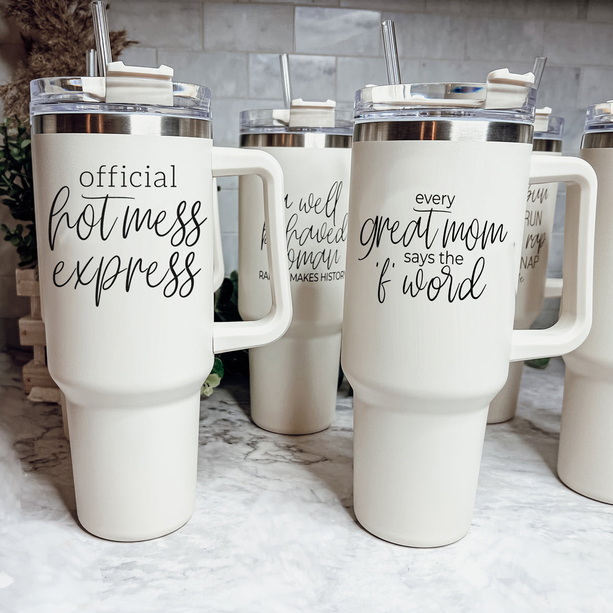 Gobelet isotherme Hot Mess de 40 oz avec couvercle et paille - Tasse de voyage isotherme