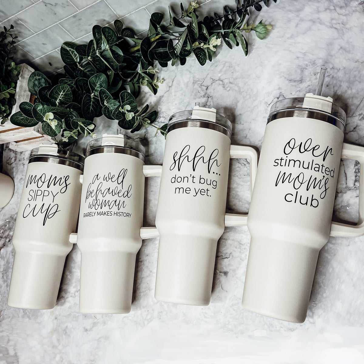 Mug de voyage isotherme 40oz avec poignée, couvercle et paille - Mug d'automne "Sweater Weather"