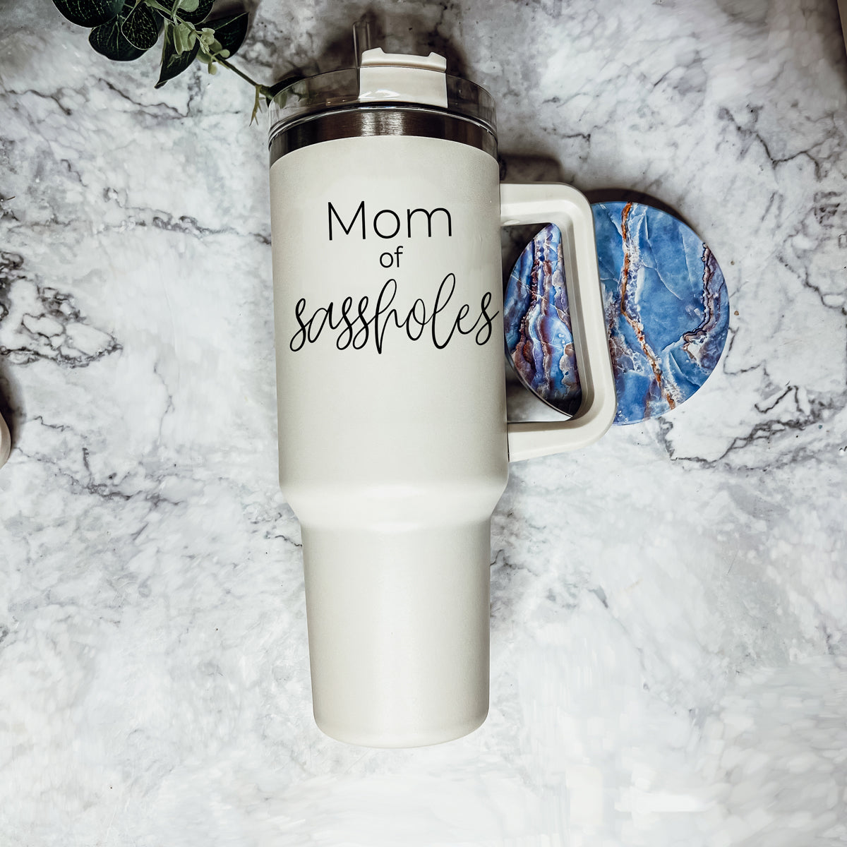 40oz Insulated Travel Tumbler With Handle Lid Straw - Funny Mom Gift Mug