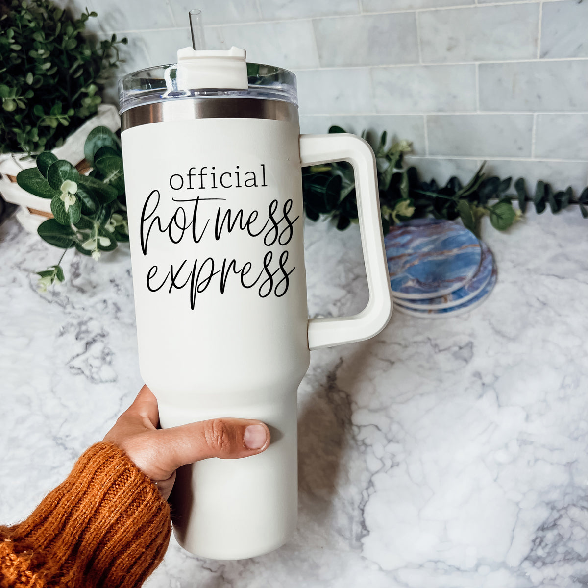 Gobelet isotherme Hot Mess de 40 oz avec couvercle et paille - Tasse de voyage isotherme