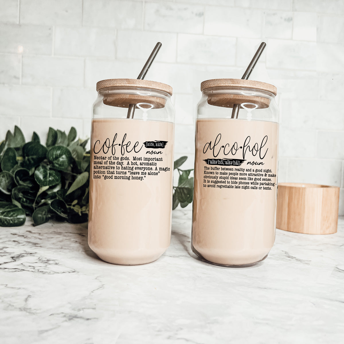 Gobelet en verre de 50 cl avec couvercle et paille en bambou, tasse isotherme réutilisable pour café, thé, bière