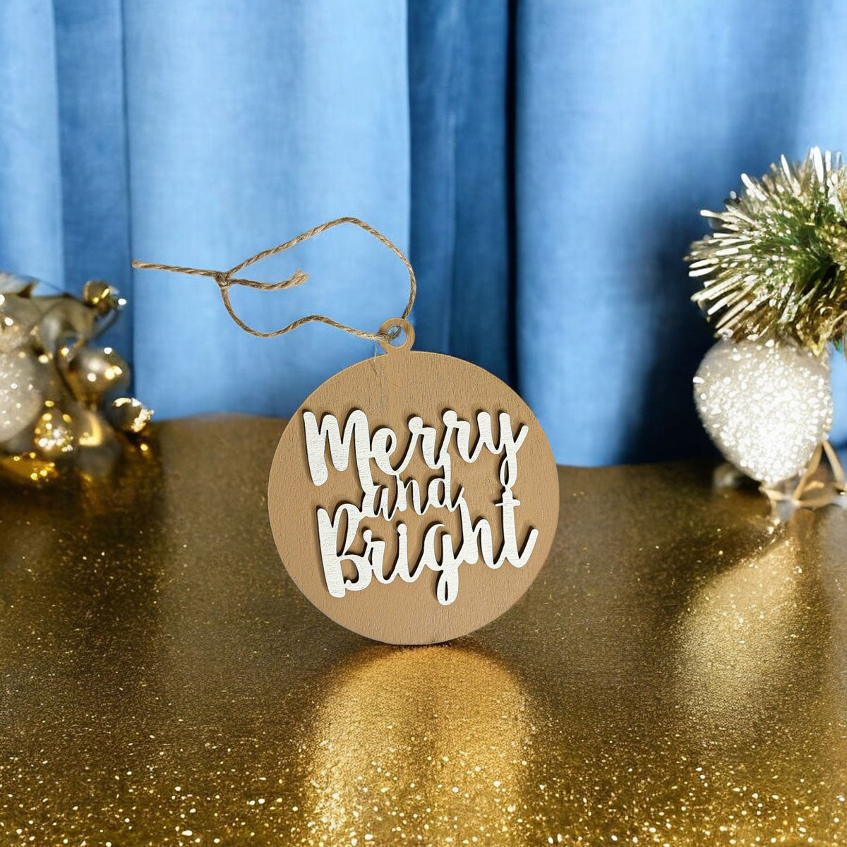 Imperfect Merry Bright 3D Handcrafted Wooden Christmas Ornament Set Limited Edition Tree Hanging Decor
