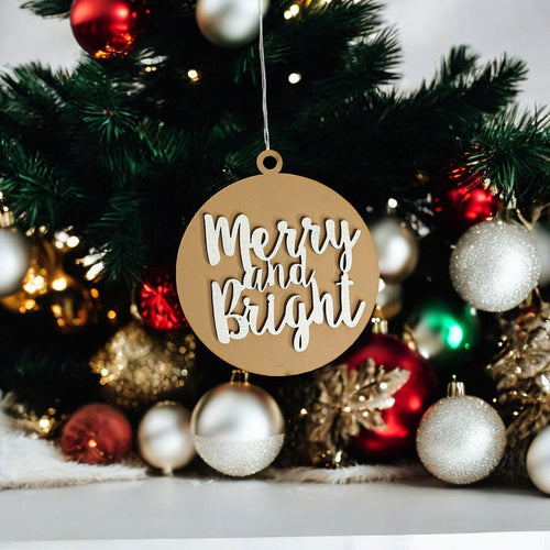 Imperfect Merry Bright 3D Handcrafted Wooden Christmas Ornament Set Limited Edition Tree Hanging Decor