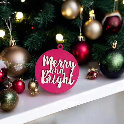 Imperfect Merry Bright 3D Handcrafted Wooden Christmas Ornament Set Limited Edition Tree Hanging Decor