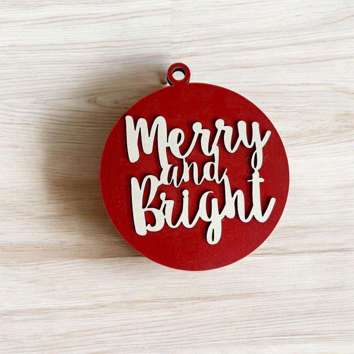 Imperfect Merry Bright 3D Handcrafted Wooden Christmas Ornament Set Limited Edition Tree Hanging Decor