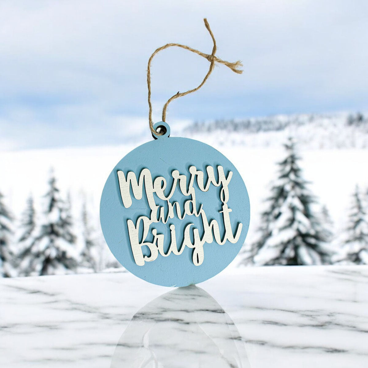 Imperfect Merry Bright 3D Handcrafted Wooden Christmas Ornament Set Limited Edition Tree Hanging Decor