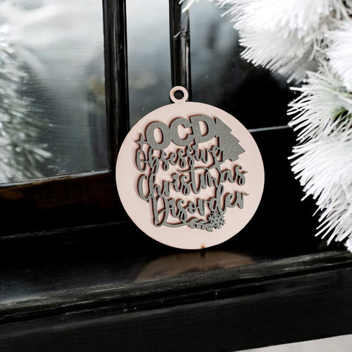 Handcrafted 3D Wooden Christmas Ornaments Imperfect OCD Style Limited Edition Tree Hanging Decor