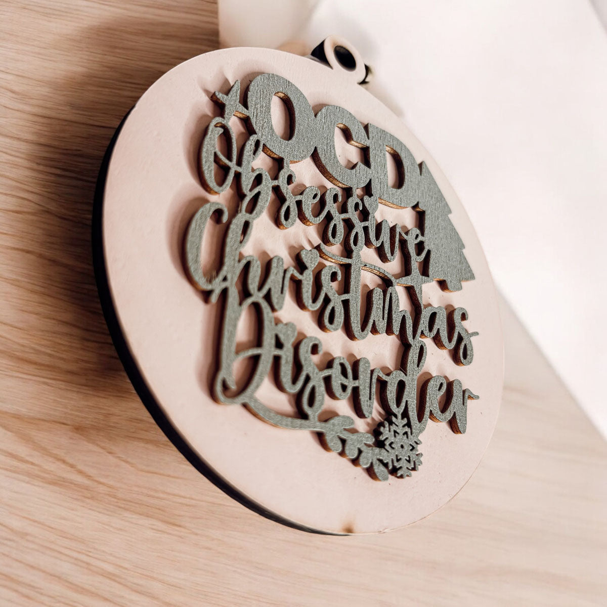 Handcrafted 3D Wooden Christmas Ornaments Imperfect OCD Style Limited Edition Tree Hanging Decor