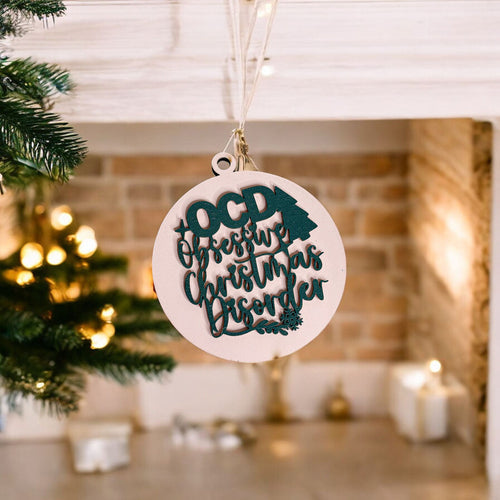 Handcrafted 3D Wooden Christmas Ornaments Imperfect OCD Style Limited Edition Tree Hanging Decor