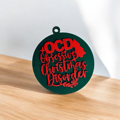Handcrafted 3D Wooden Christmas Ornaments Imperfect OCD Style Limited Edition Tree Hanging Decor