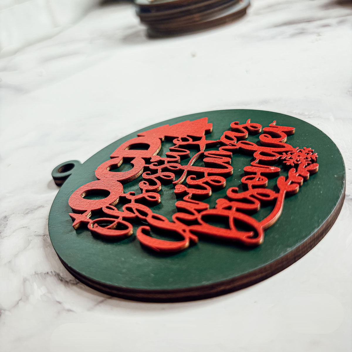 Handcrafted 3D Wooden Christmas Ornaments Imperfect OCD Style Limited Edition Tree Hanging Decor