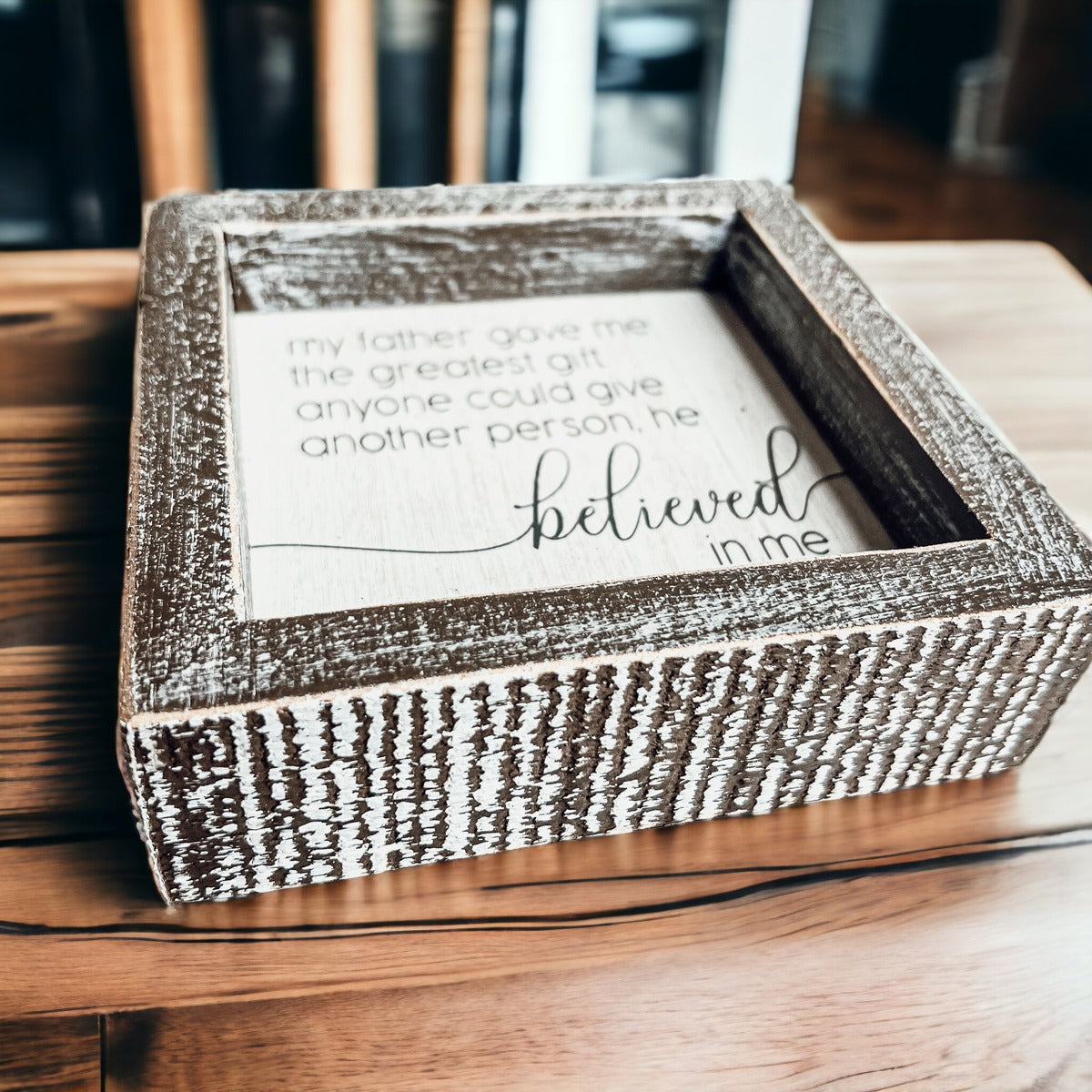 Jim Valvano Zitat Gerahmtes Holzschild 5 Zoll Größtes Geschenk Mein Vater Glaubte An Mich Wanddekoration