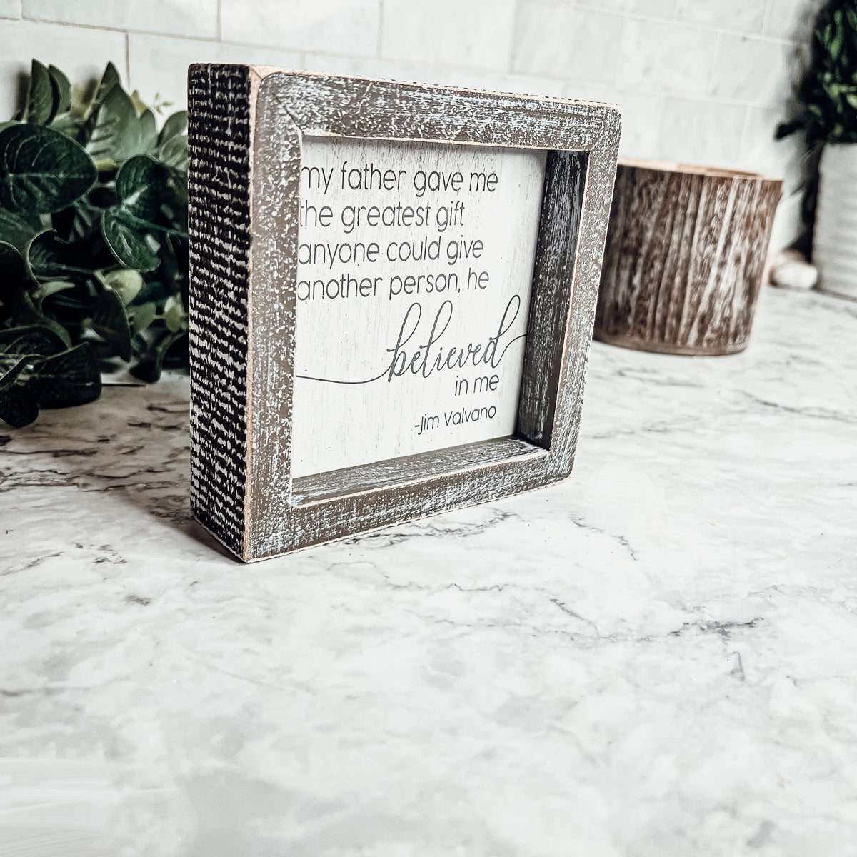 Jim Valvano Zitat Gerahmtes Holzschild 5 Zoll Größtes Geschenk Mein Vater Glaubte An Mich Wanddekoration