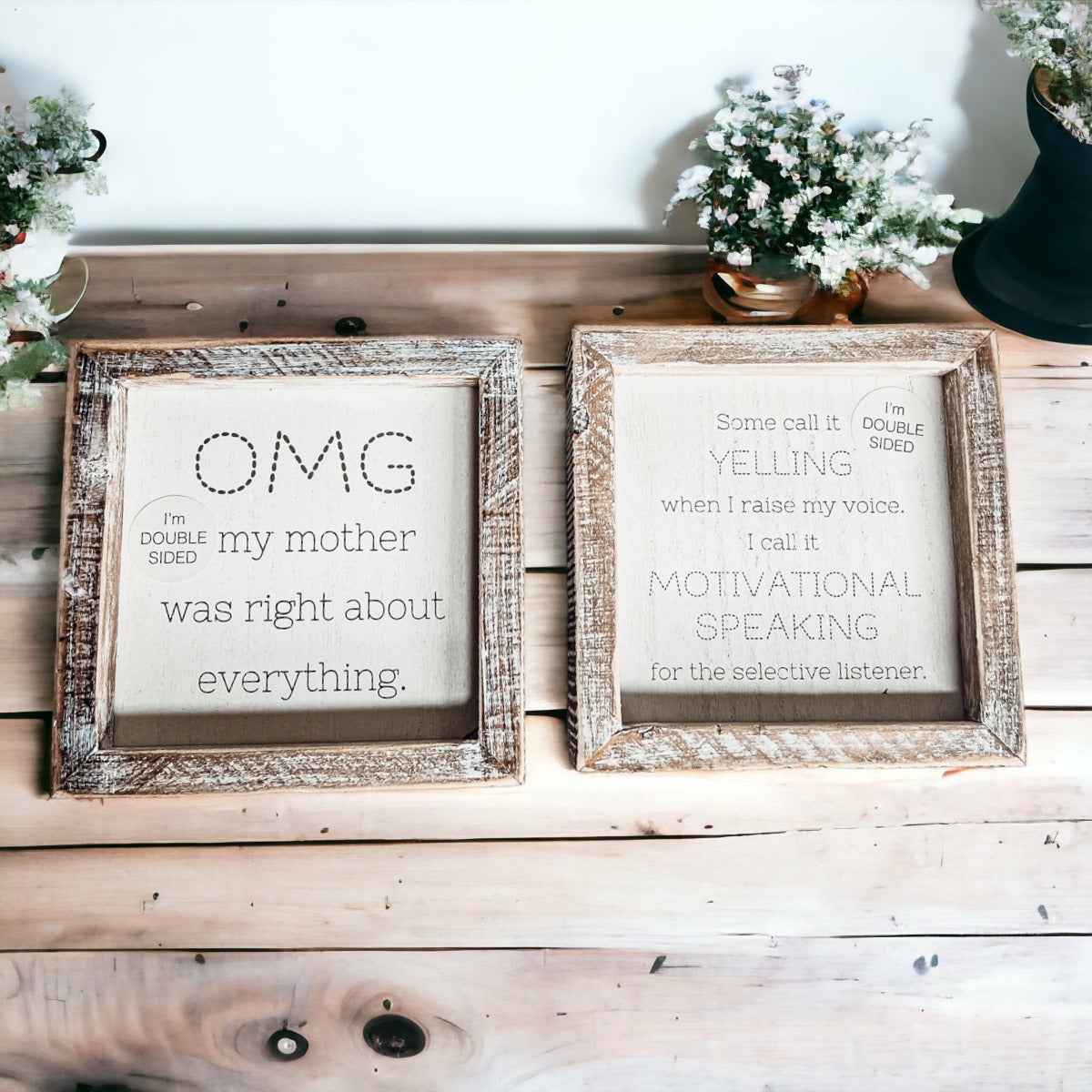 Lustiges doppelseitiges 6-Zoll-Holzschild für Mama, Tischplakette, Heimdekorationsgeschenk für Mutter