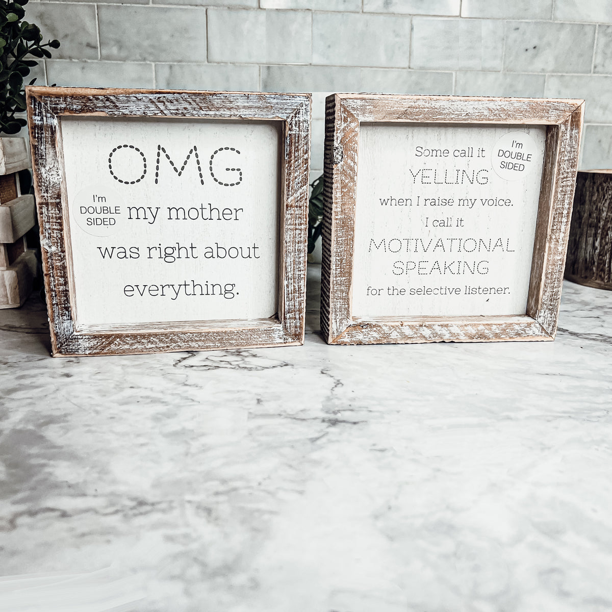 Lustiges doppelseitiges 6-Zoll-Holzschild für Mama, Tischplakette, Heimdekorationsgeschenk für Mutter