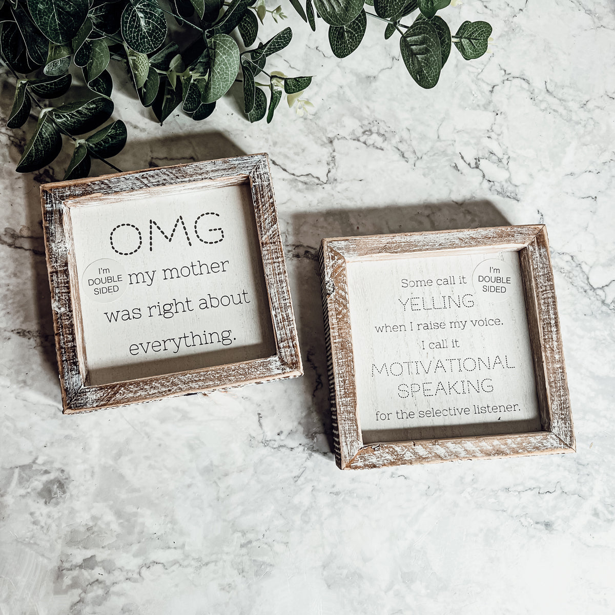 Lustiges doppelseitiges 6-Zoll-Holzschild für Mama, Tischplakette, Heimdekorationsgeschenk für Mutter