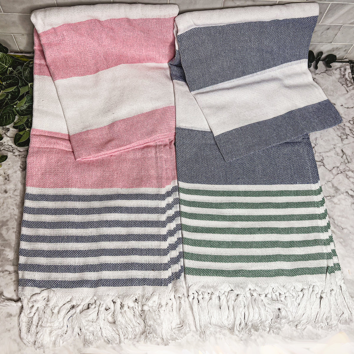 Mediterranes Baumwoll-Badetuch, 180 g/m², leicht, Grau-Blau, Sommer
