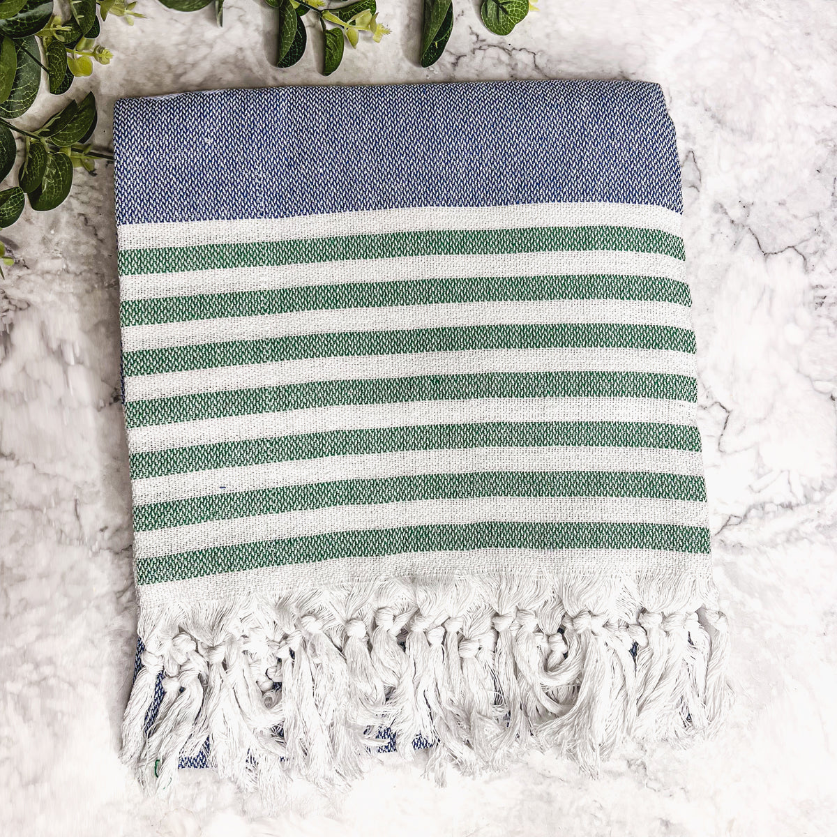 Mediterranes Baumwoll-Badetuch, 180 g/m², leicht, Grau-Blau, Sommer
