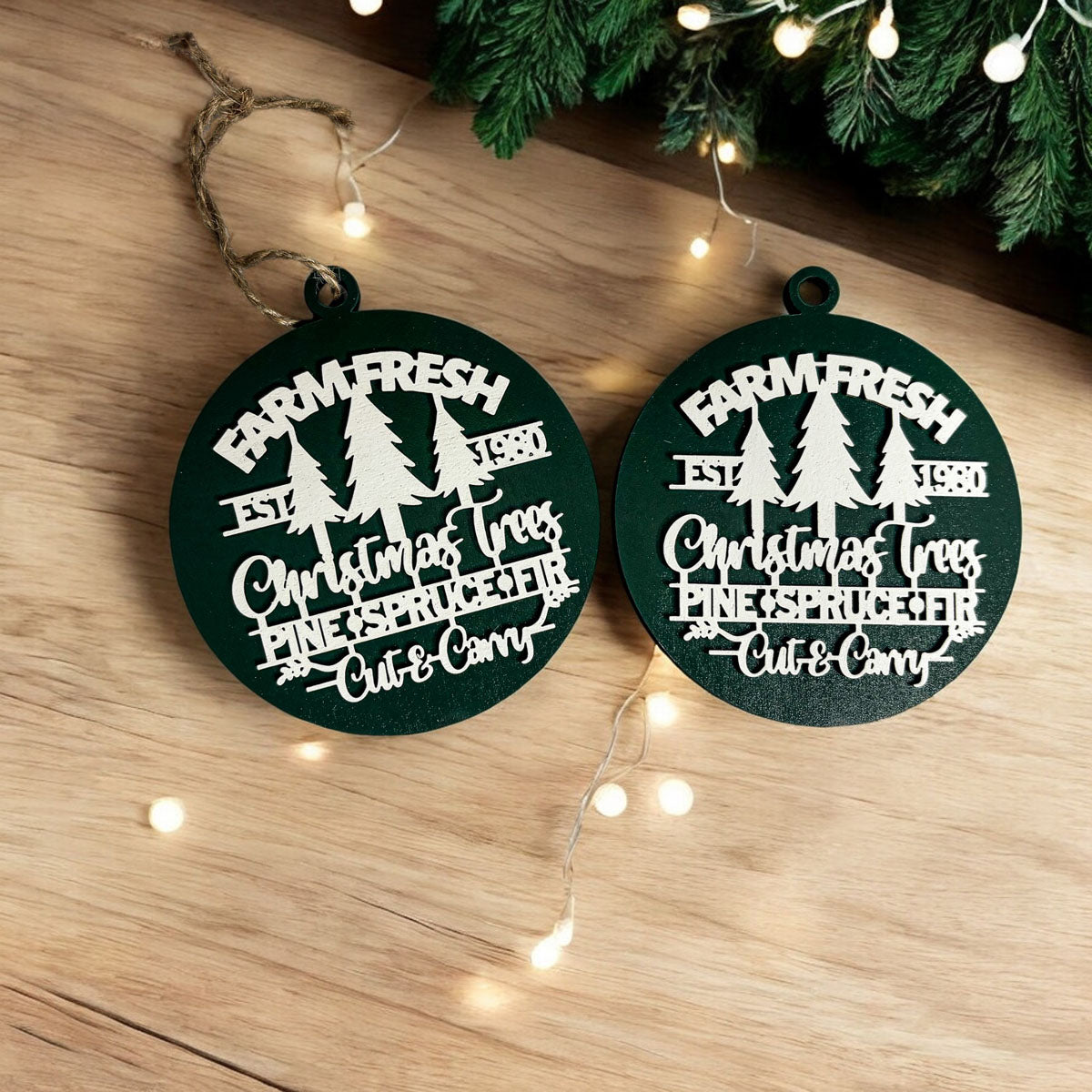 Décorations de Noël en bois faites à la main 3D Fraîches de la ferme Imparfaites pour accrocher au sapin