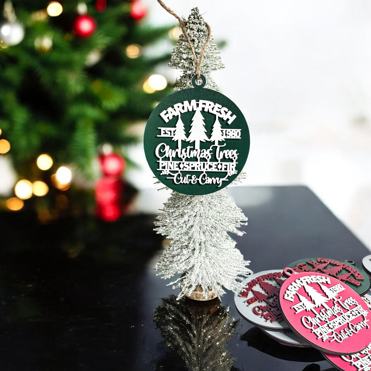 Décorations de Noël en bois faites à la main 3D Fraîches de la ferme Imparfaites pour accrocher au sapin