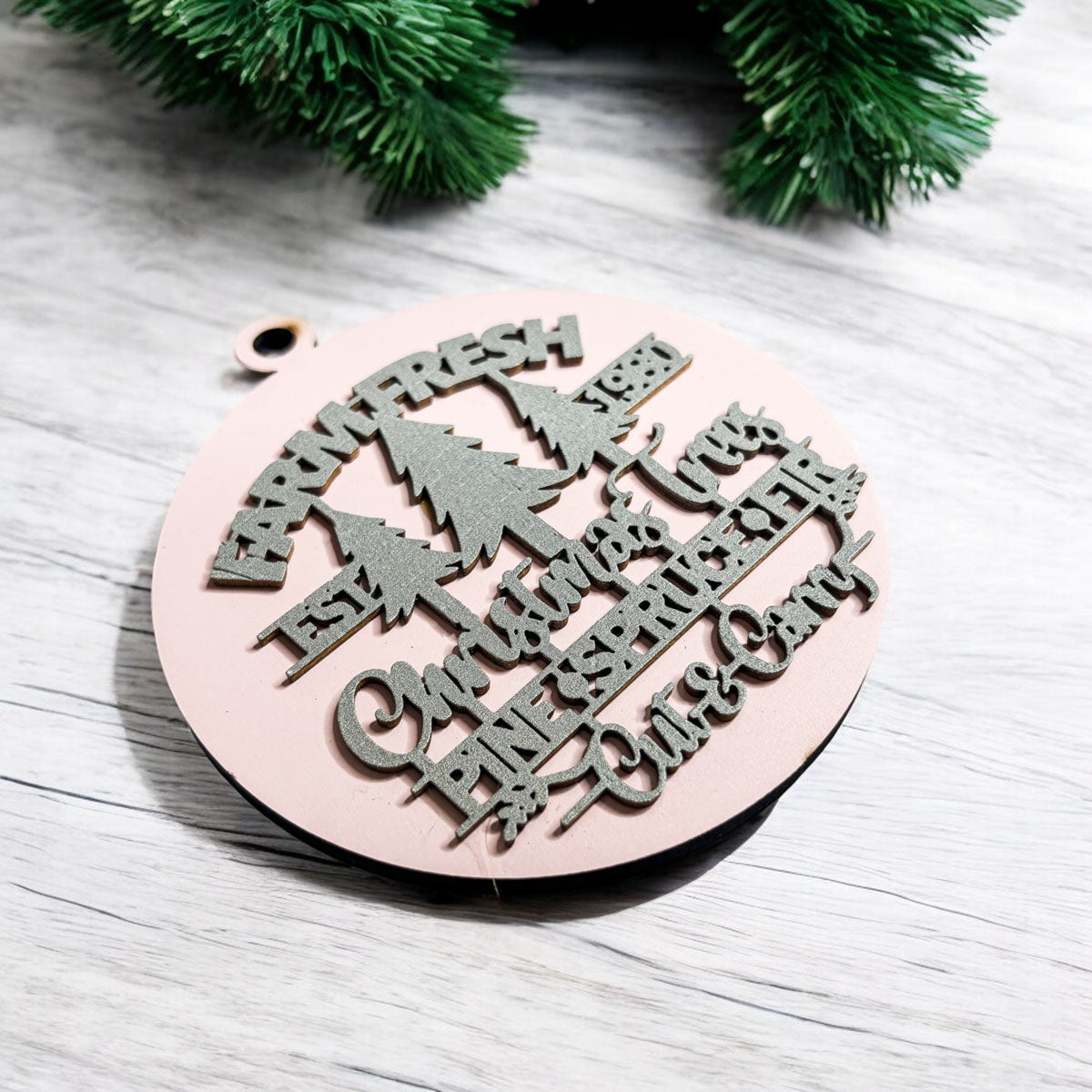Décorations de Noël en bois faites à la main 3D Fraîches de la ferme Imparfaites pour accrocher au sapin