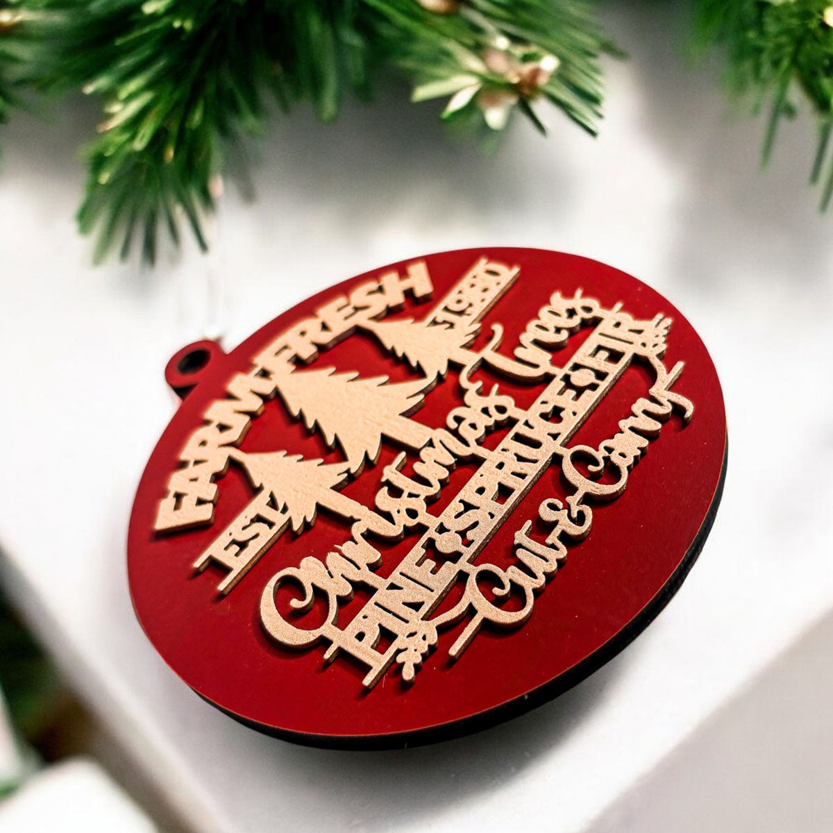 Décorations de Noël en bois faites à la main 3D Fraîches de la ferme Imparfaites pour accrocher au sapin
