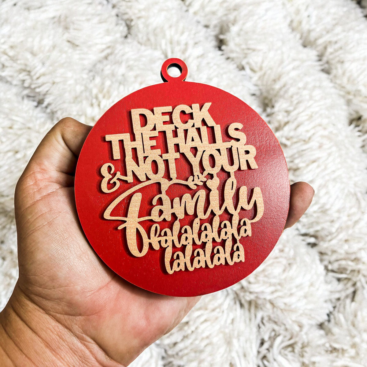 Unvollkommene Deck The Halls 3D handgefertigte Holz-Weihnachtsornament-Set limitierte Auflage Hängedekoration