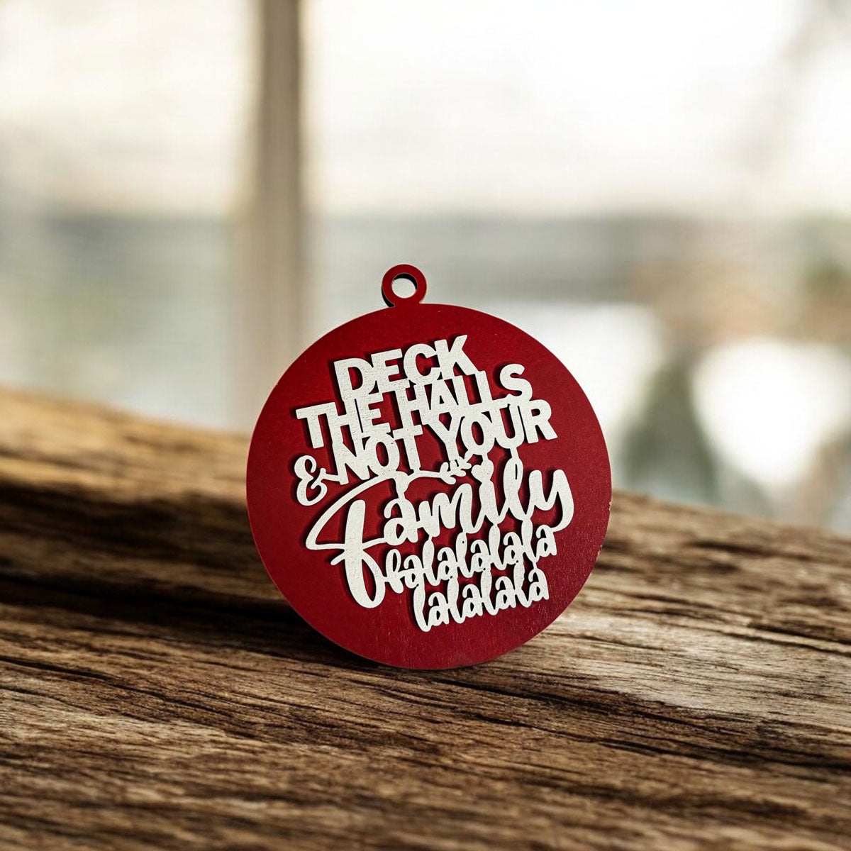 Unvollkommene Deck The Halls 3D handgefertigte Holz-Weihnachtsornament-Set limitierte Auflage Hängedekoration