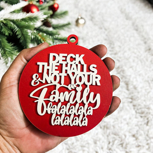Unvollkommene Deck The Halls 3D handgefertigte Holz-Weihnachtsornament-Set limitierte Auflage Hängedekoration