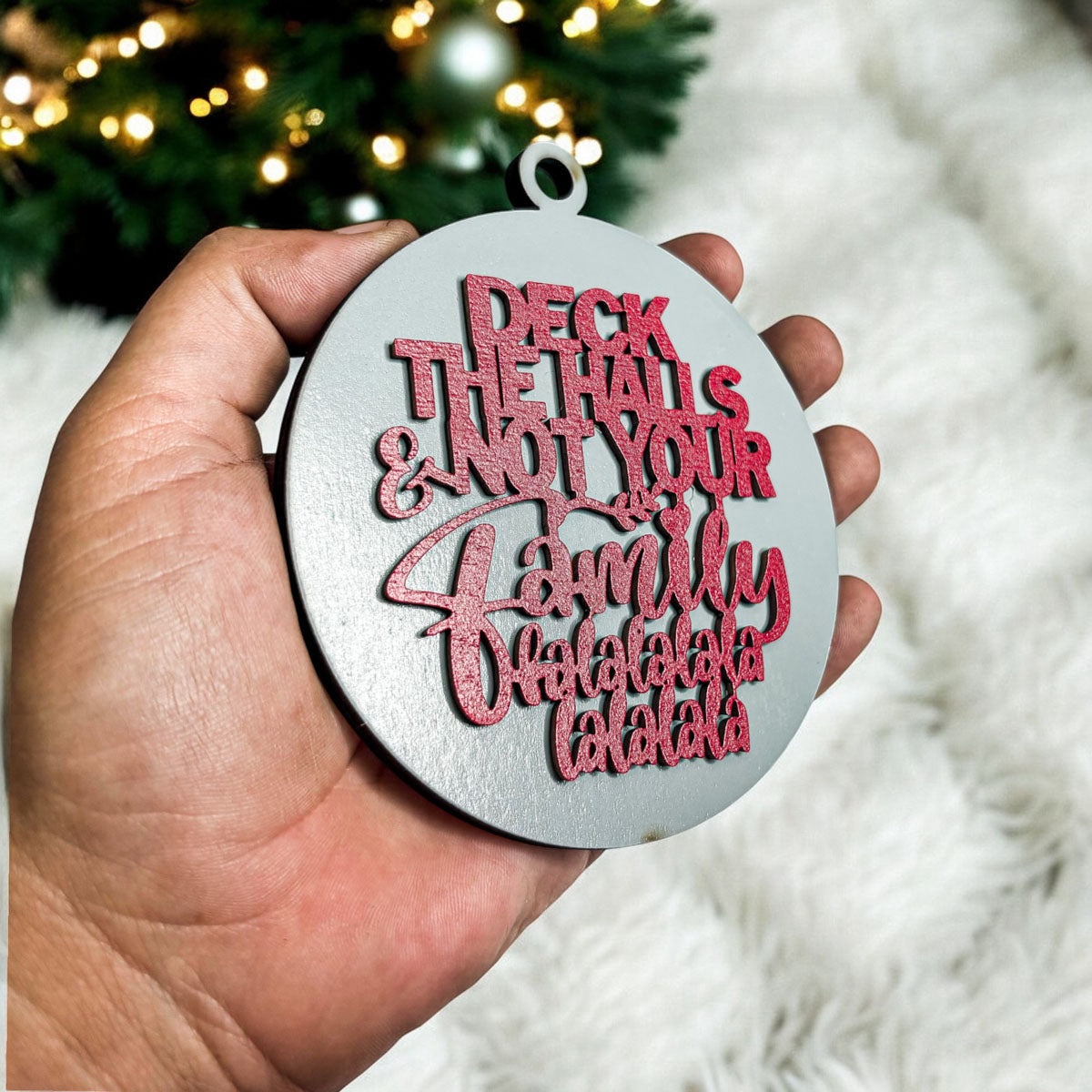 Unvollkommene Deck The Halls 3D handgefertigte Holz-Weihnachtsornament-Set limitierte Auflage Hängedekoration