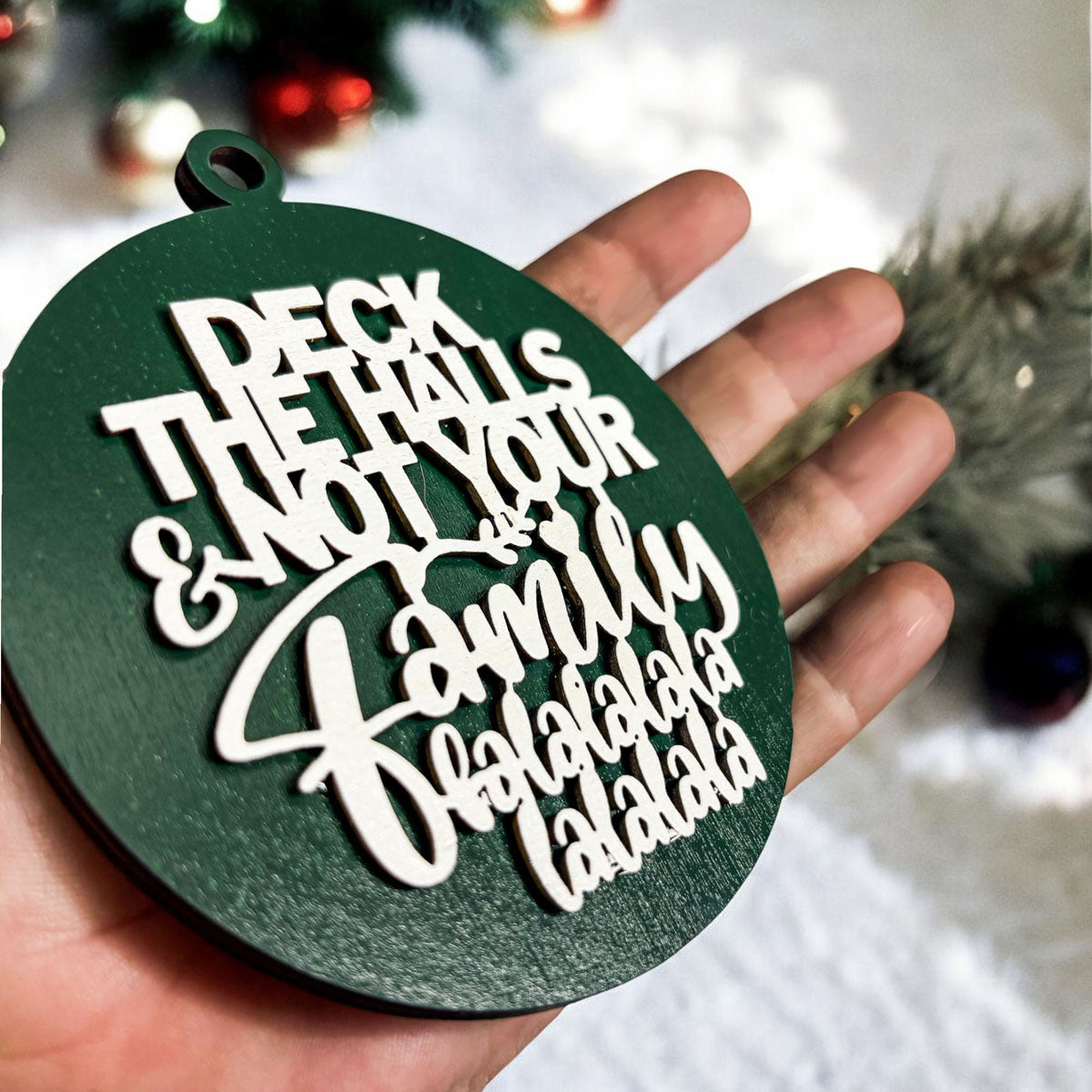 Imperfect Deck The Halls 3D Handcrafted Wooden Christmas Ornaments Set Limited Edition Hanging Decor
