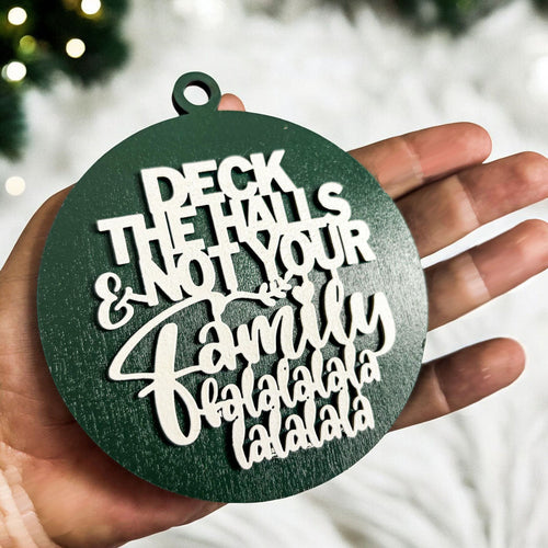 Unvollkommene Deck The Halls 3D handgefertigte Holz-Weihnachtsornament-Set limitierte Auflage Hängedekoration