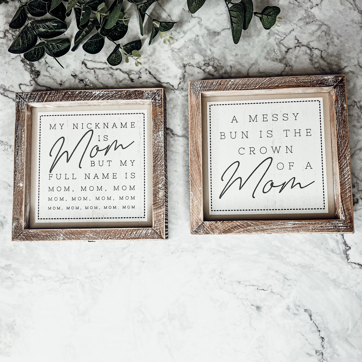 Chignon de Maman Double Face Panneau de 7 Pouces 7x7x1.5 Décoration d'Intérieur en Bois Hymne à Maman Cadeau pour les Mères