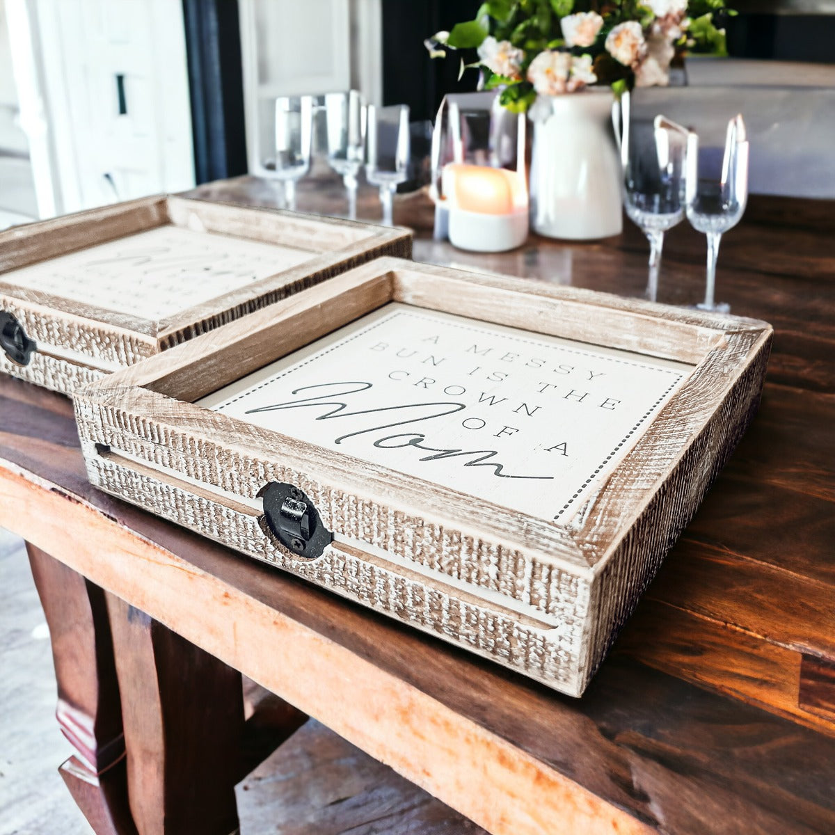 Mutterknoten Doppelseitiges 7 Zoll Schild 7x7x1.5 Holz Mutter-Hymne Heimdeko Geschenk für Mütter