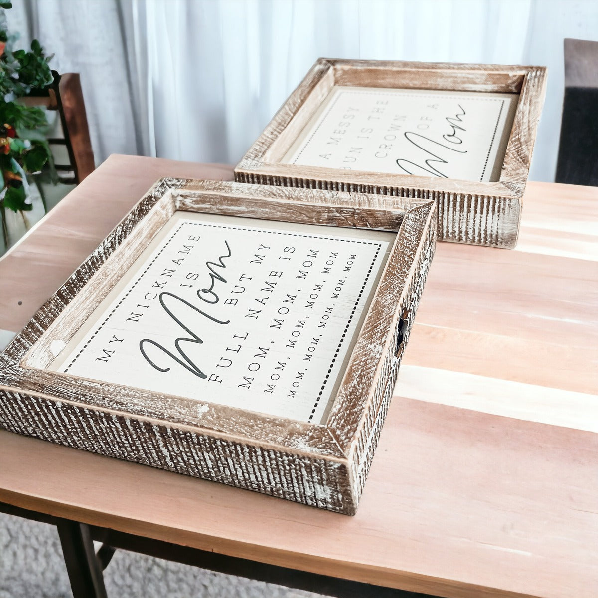 Mutterknoten Doppelseitiges 7 Zoll Schild 7x7x1.5 Holz Mutter-Hymne Heimdeko Geschenk für Mütter