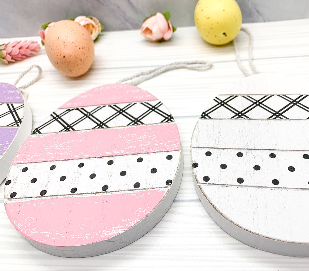Easter Wooden Hanging Ornaments Set Rustic Spring Home Decor Bunny Egg Chick Handmade