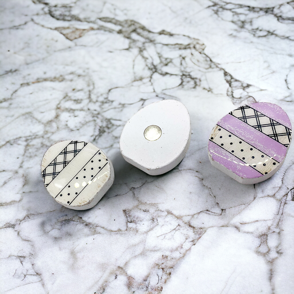 Handmade Wooden Magnetic Spring Magnets Set Of 3 Easter Egg Decorative Fridge Magnets