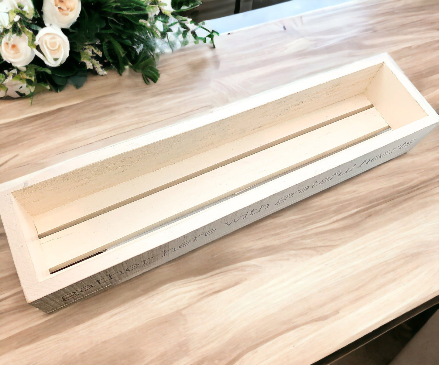 Gather Holzschale Langer Kasten Tafelaufsatz 20x12 Rustikaler Handgefertigter Pflanzer Dekorative Aufbewahrung