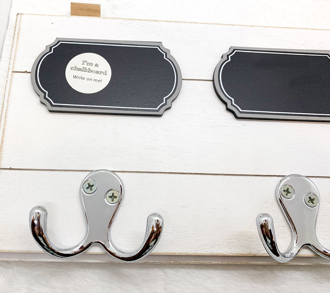 Wood Hookboard With Chalkboard Label And Single Hook For Coats Hats Keys 4.75 x 6.75 x 0.75